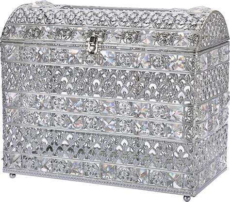 silver metal wedding card box|ELLDOO Crystal Wedding Card Box with Heart Lock, .